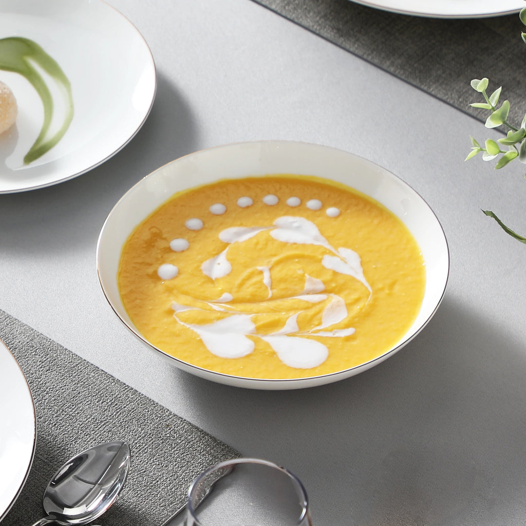 MALACASA Nordic Golden Rim Bone China Tableware Set - Elegant Dining Experience