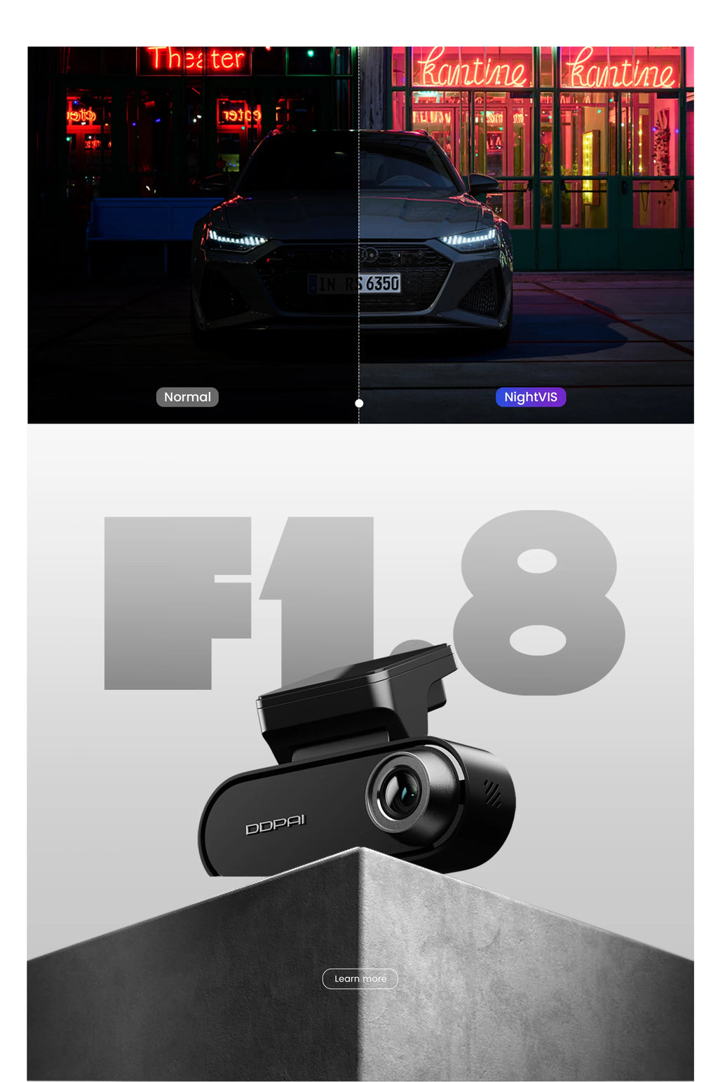 Ddpai n5 podwójna kamera samochodowa 4k hdr - przód i tył z ai nightvis