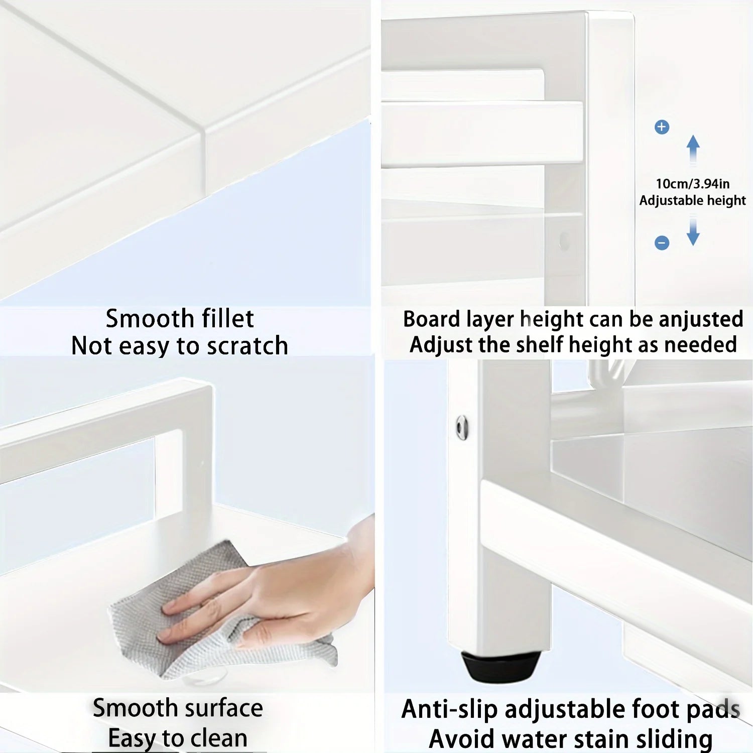 Expandable Microwave Shelf with 6 Hooks - Kitchen Storage Rack