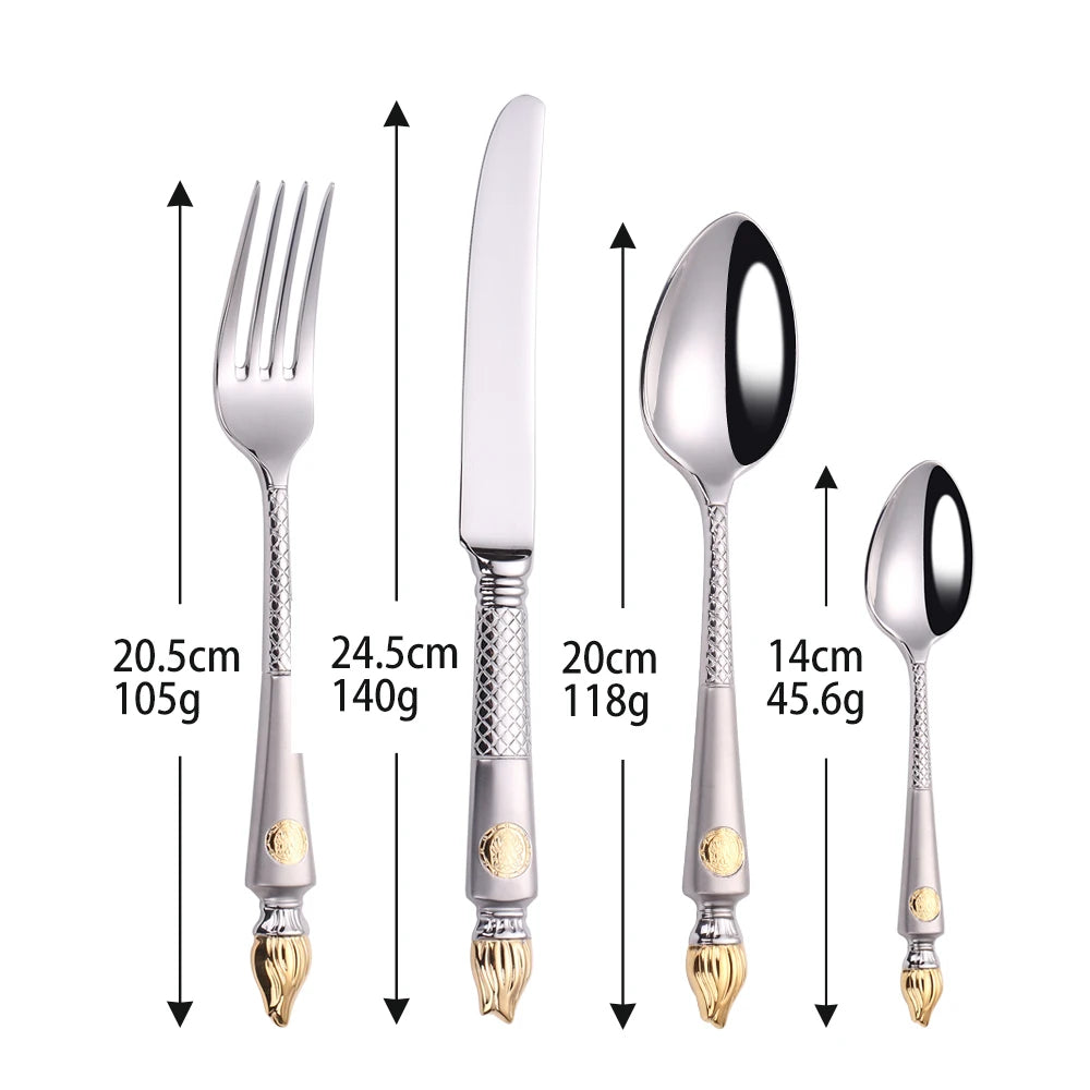 Luxury Vintage Stainless Steel Cutlery Set - Elegant Dining