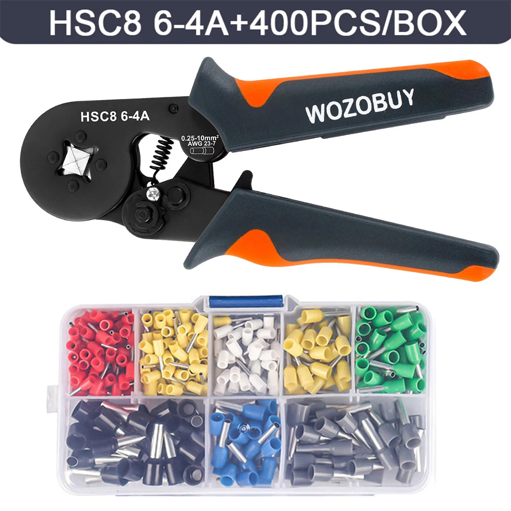 WOZOBUY Ferrule Crimping Tool Kit - Self-Adjustable Ratchet Wire Crimper