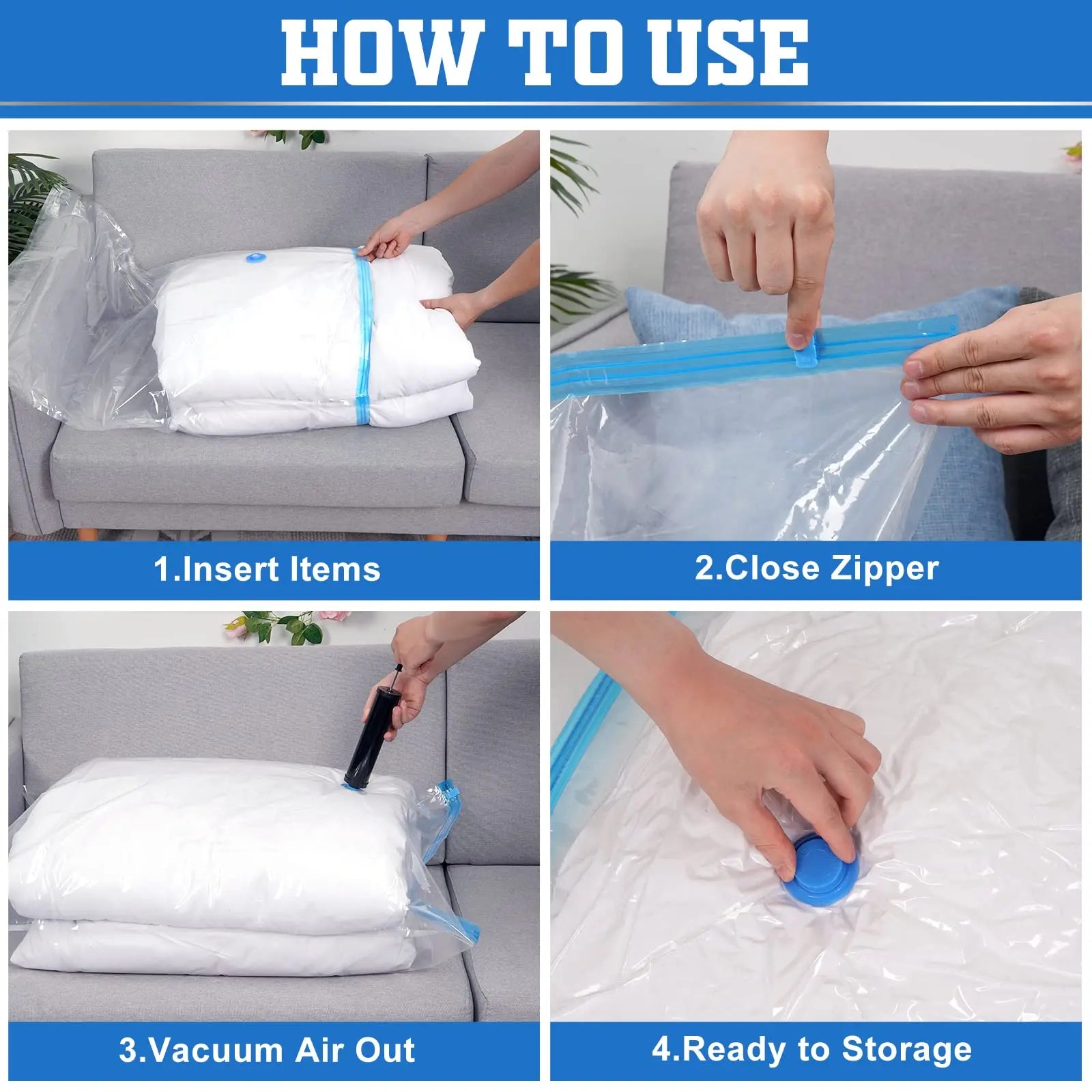 Vabena Vacuum Storage Bags for Clothes & Bedding - Space Saving Organizer