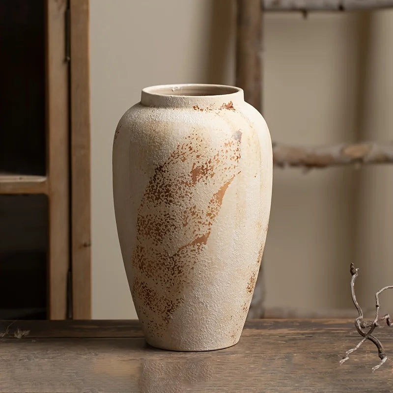 Elegancka ceramiczna doniczka retro | białe kropki do wystroju domu