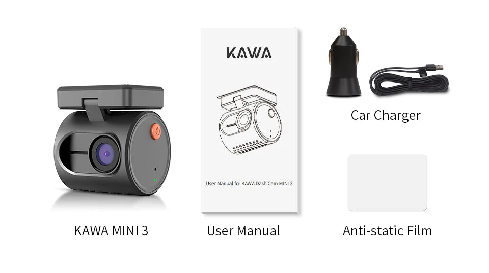 Kamera samochodowa kawa dash cam mini 3 - 2k, sterowanie głosem, noktowizja, wifi
