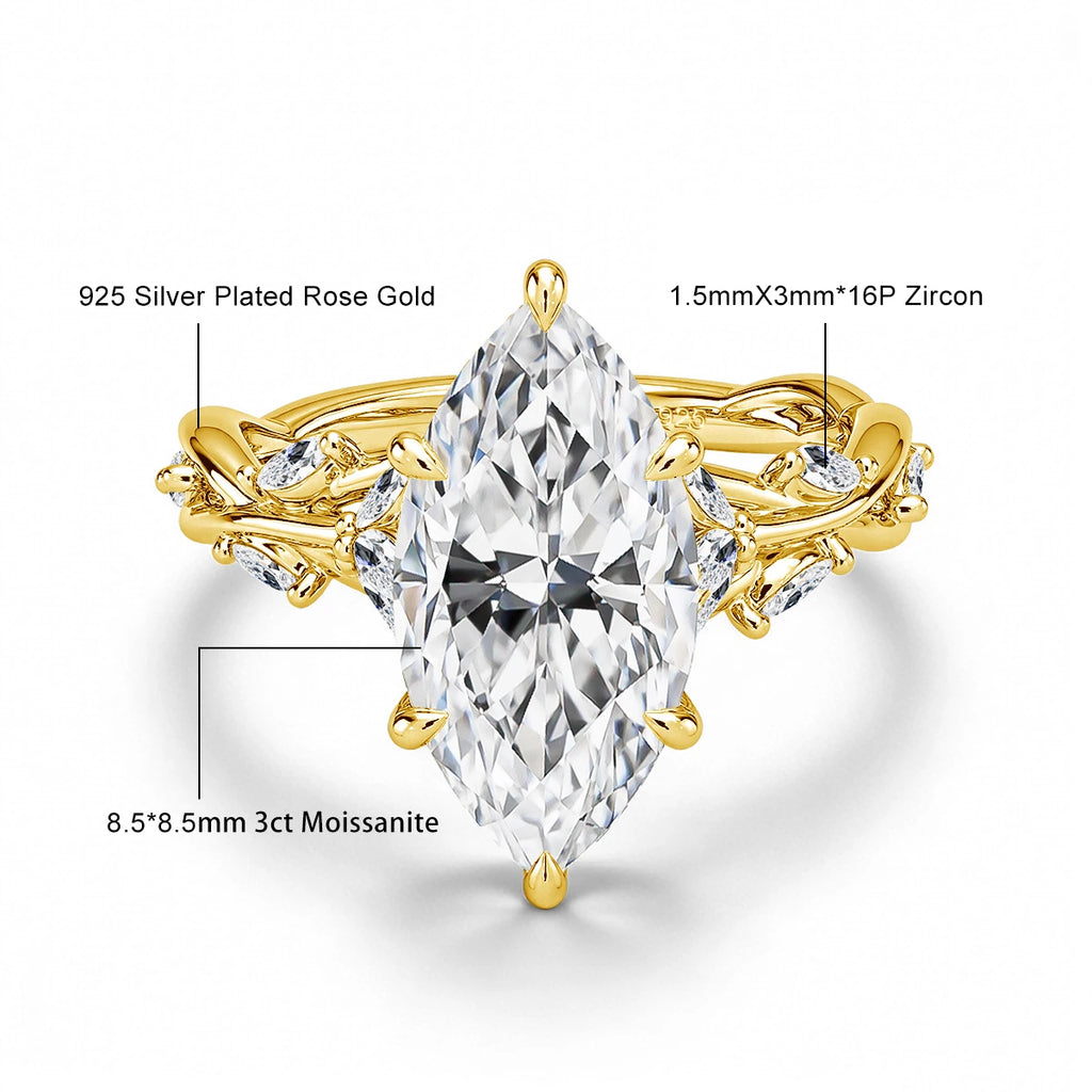 Vabena 14K Gold Filled 3CT Marquise Moissanite Engagement Ring