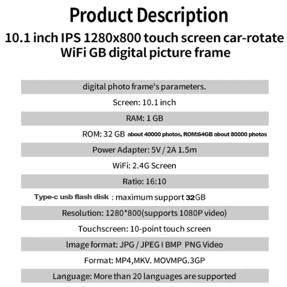 Frameo 10.1" Smart WiFi Digital Photo Frame | Touch IPS HD Display