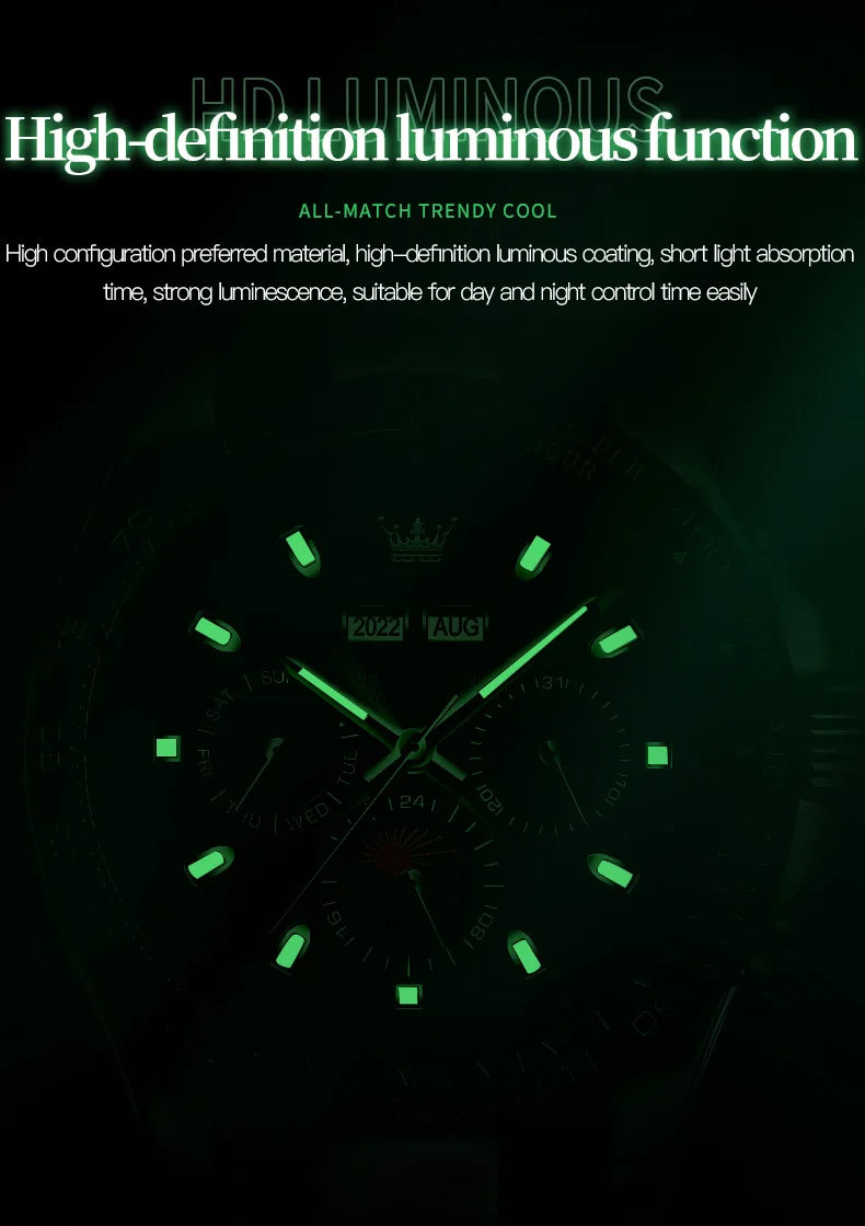 OLEVS 6654 Luxury Automatic Mechanical Chronograph Men's Watch Waterproof Luminous