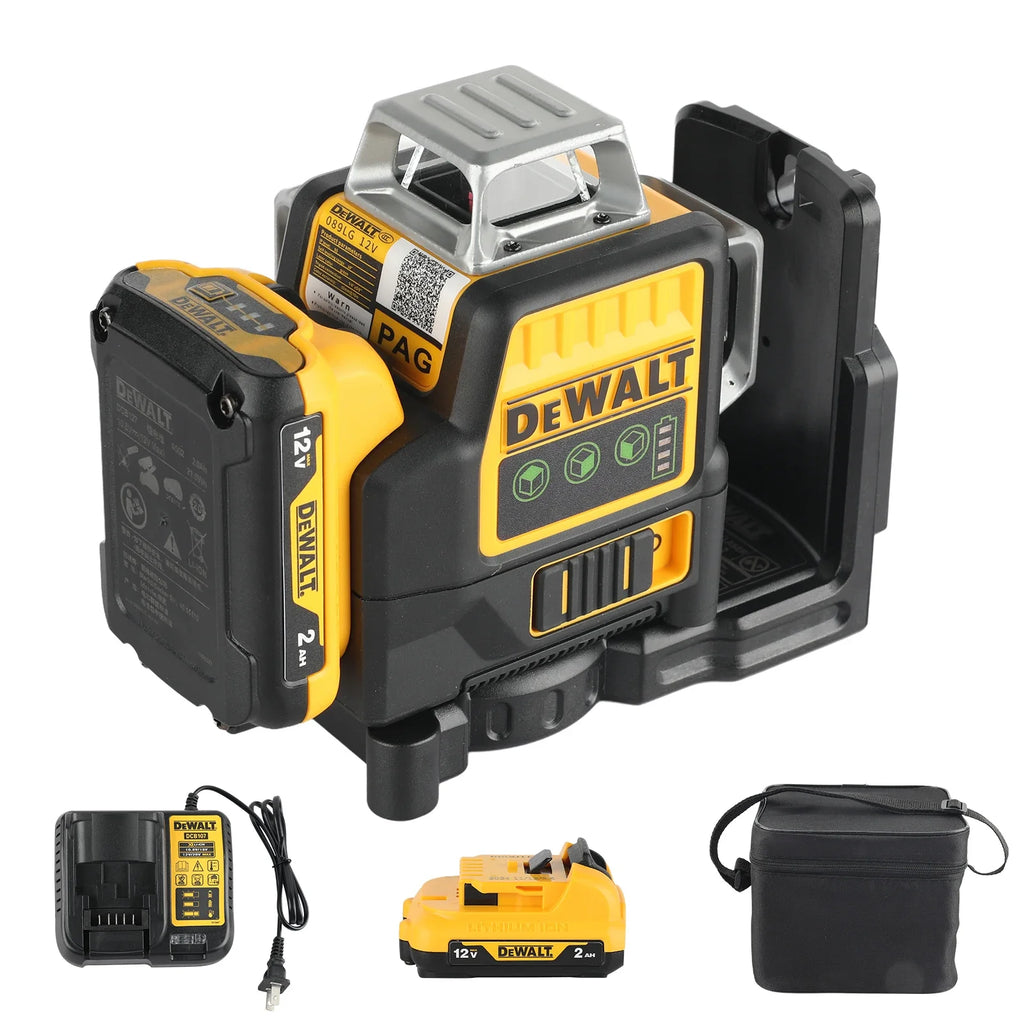 Dewalt dw089lg zielona poziomica laserowa samopoziomująca z trzema liniami