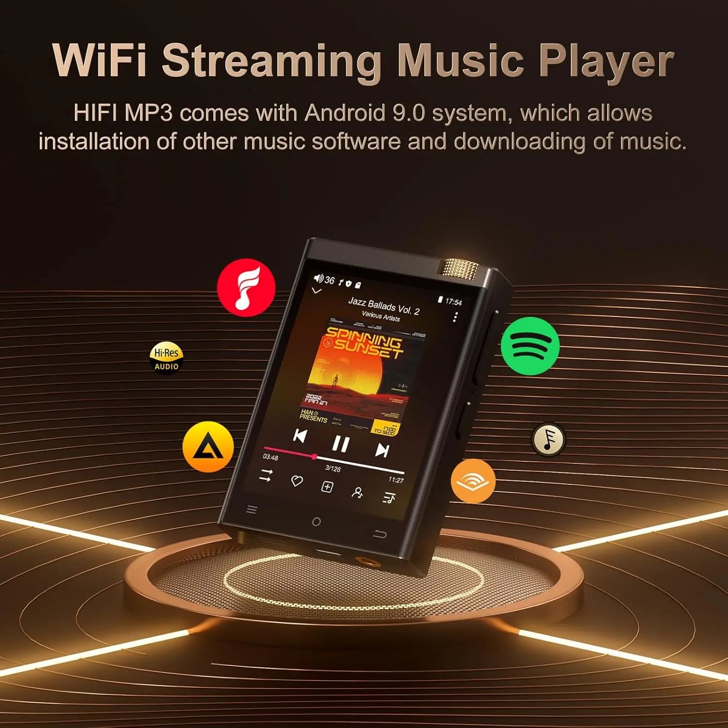 Odtwarzacz hi-fi mp3 vabena — bezstratny dźwięk dsd oilsky, bluetooth, wifi, do 1tb