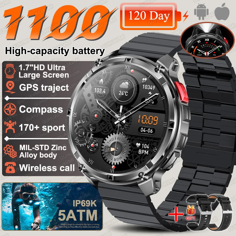 T-rex3 pro smartwatch | bateria 1100mah, gps, wodoodporny 5atm, wojskowy standard