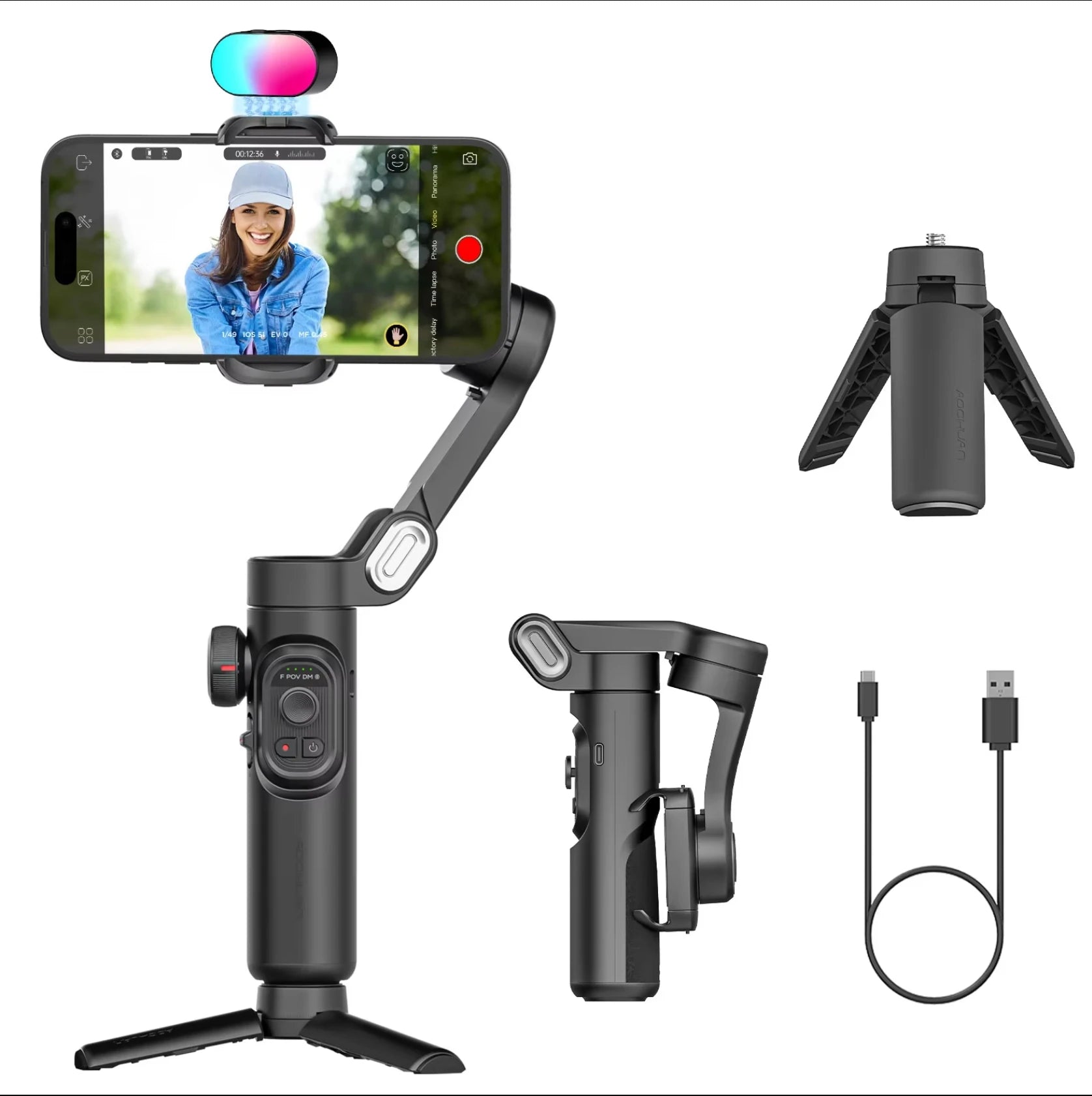 Gimbal aochuan smartxe 3-osiowy | śledzenie ai | płynne vlogi