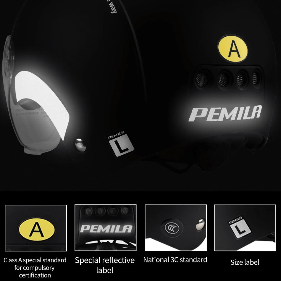 Kask rowerowy pemila z goglami, ochroną uszu i odblaskami - dla dorosłych mtb szosa e-bike