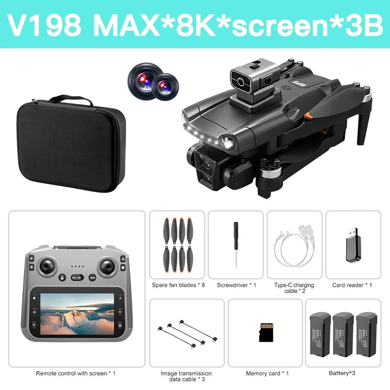 Lenovo V198 MAX GPS Drone 8K/4K Camera Obstacle Avoidance
