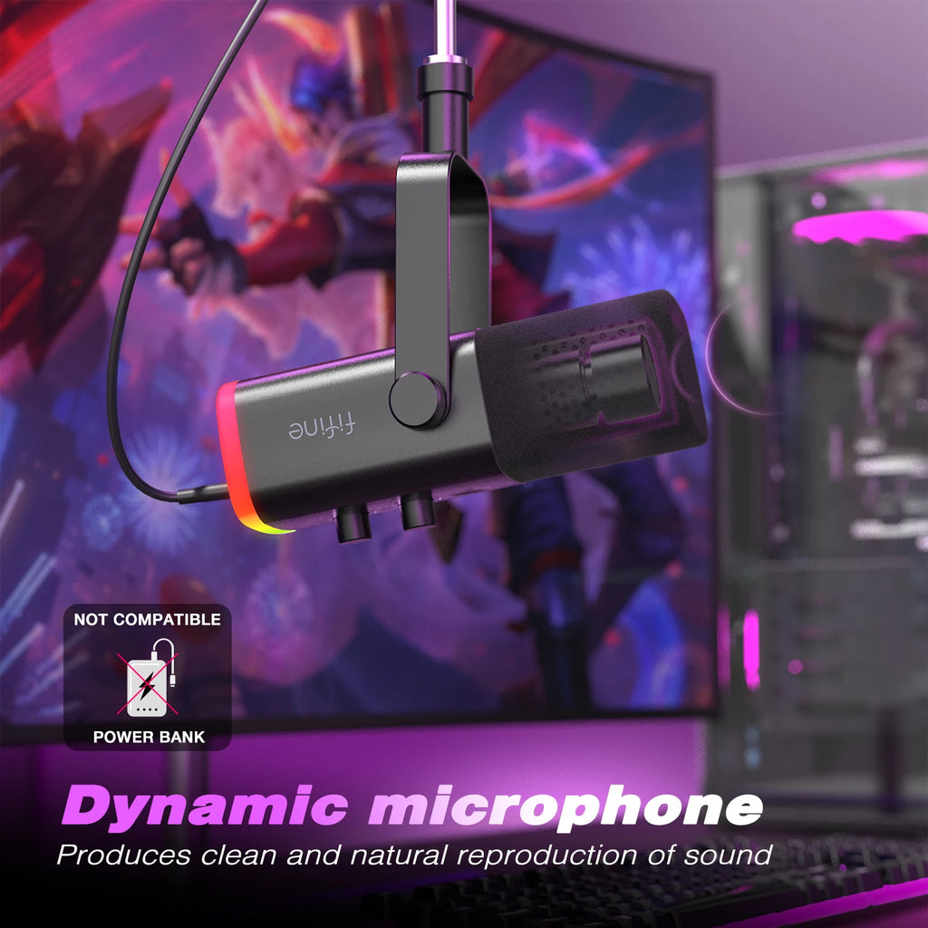 Mikrofon dynamiczny fifine am8 usb/xlr do gier z wyciszeniem i gniazdem słuchawkowym
