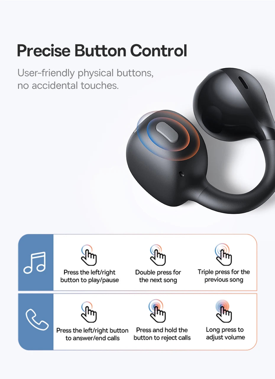 Baseus bc1 otwarte słuchawki na klips – bezprzewodowe sportowe słuchawki bluetooth 6.0 z 4 mikrofonami, super basem i ip55
