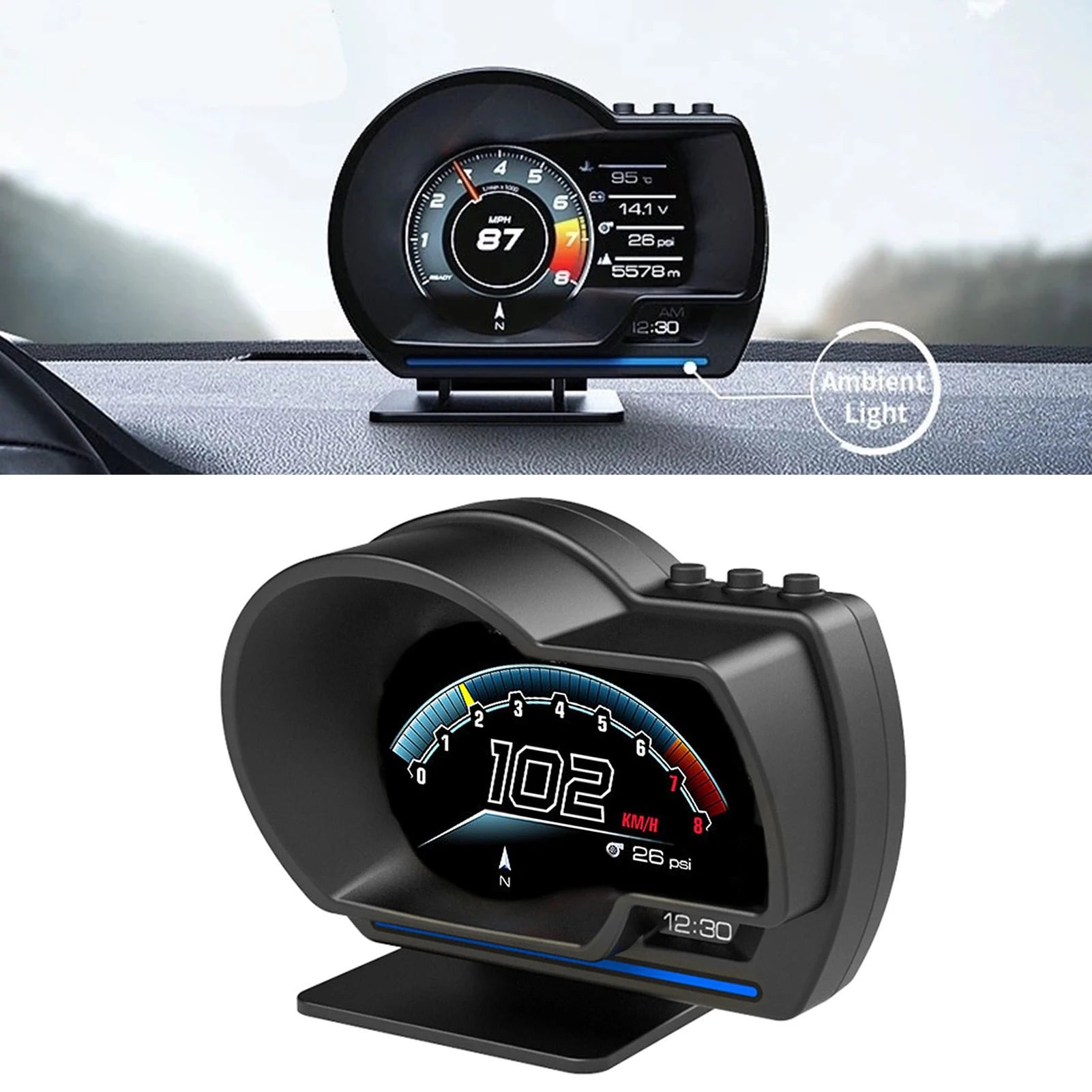 Vabena OBD2+GPS HUD: Smart Speedometer, RPM & Warning for Car & Truck