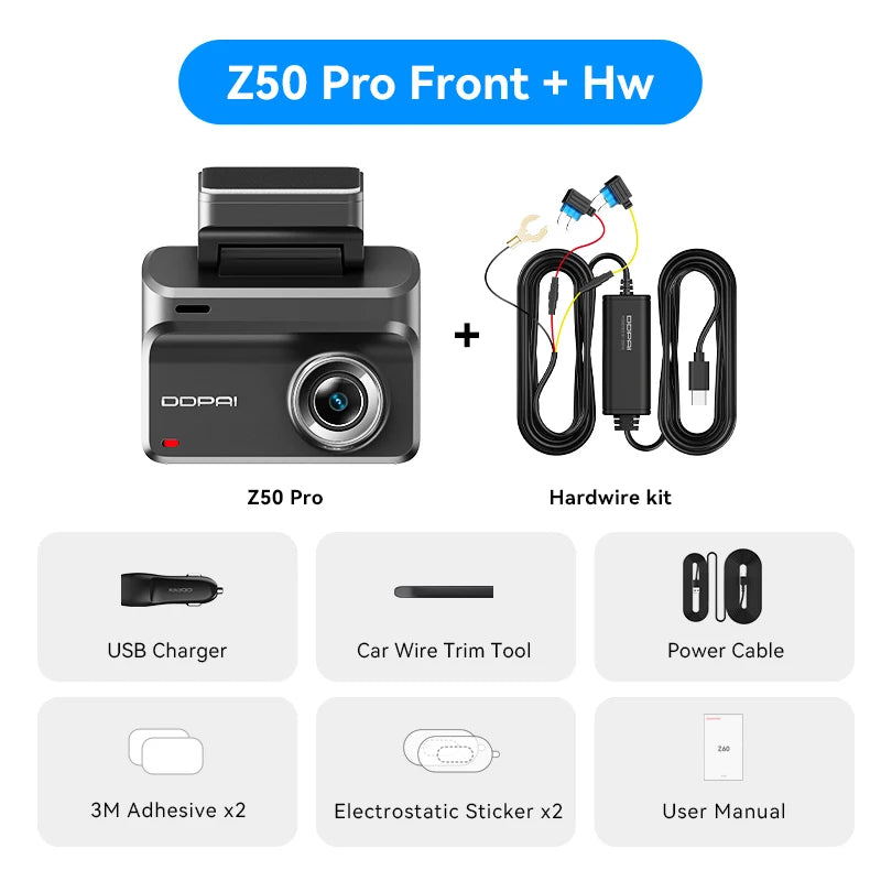 Ddpai z50 pro 4k kamera samochodowa z gps, adas i noktowizją