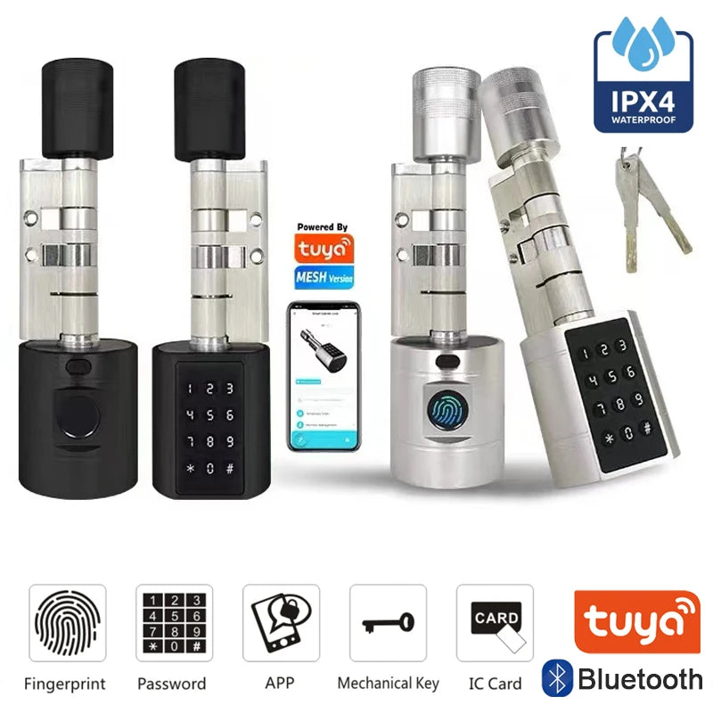 Tuya Smart Biometric Door Lock Cylinder - Keypad & App Access