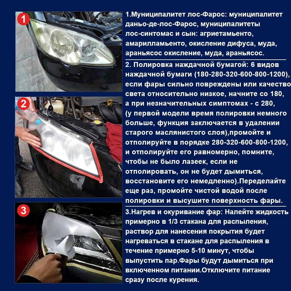 Zestaw do renowacji reflektorów samochodowych – naprawa i polerowanie przeciw zarysowaniom