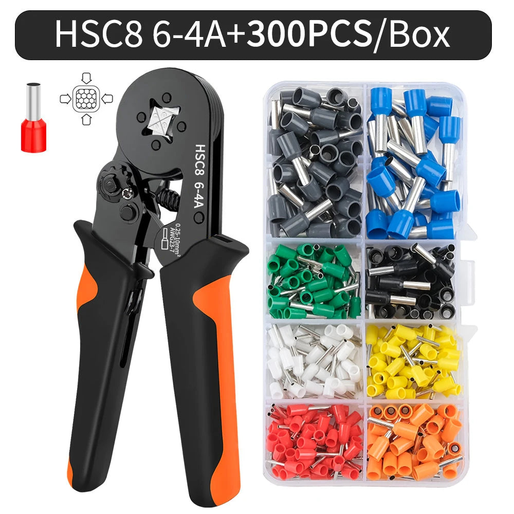Hexagonal Self-Adjustable Ratchet Ferrule Crimping Tool Kit 23-7AWG | Precision Electrical Connectors
