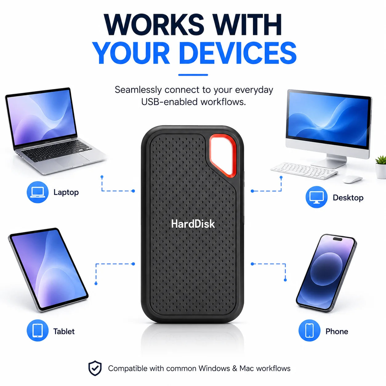 Vabena przenośny dysk ssd 1tb / zewnętrzny dysk twardy 2tb usb-c do laptopa/mac