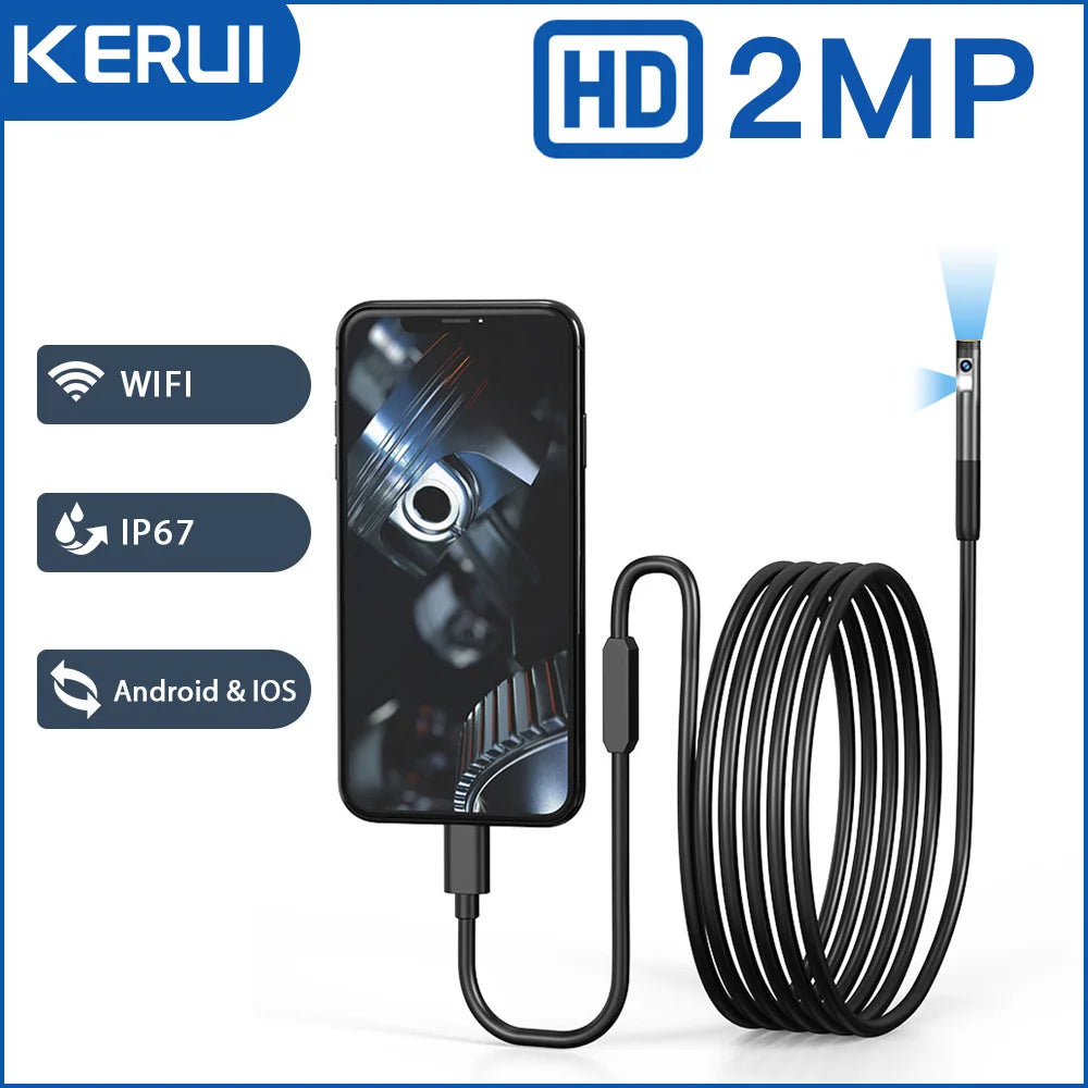 Kamera endoskopowa przemysłowa kerui 2mp dla iphone – jedno/dwulampowa wodoodporna kamera inspekcyjna typu c