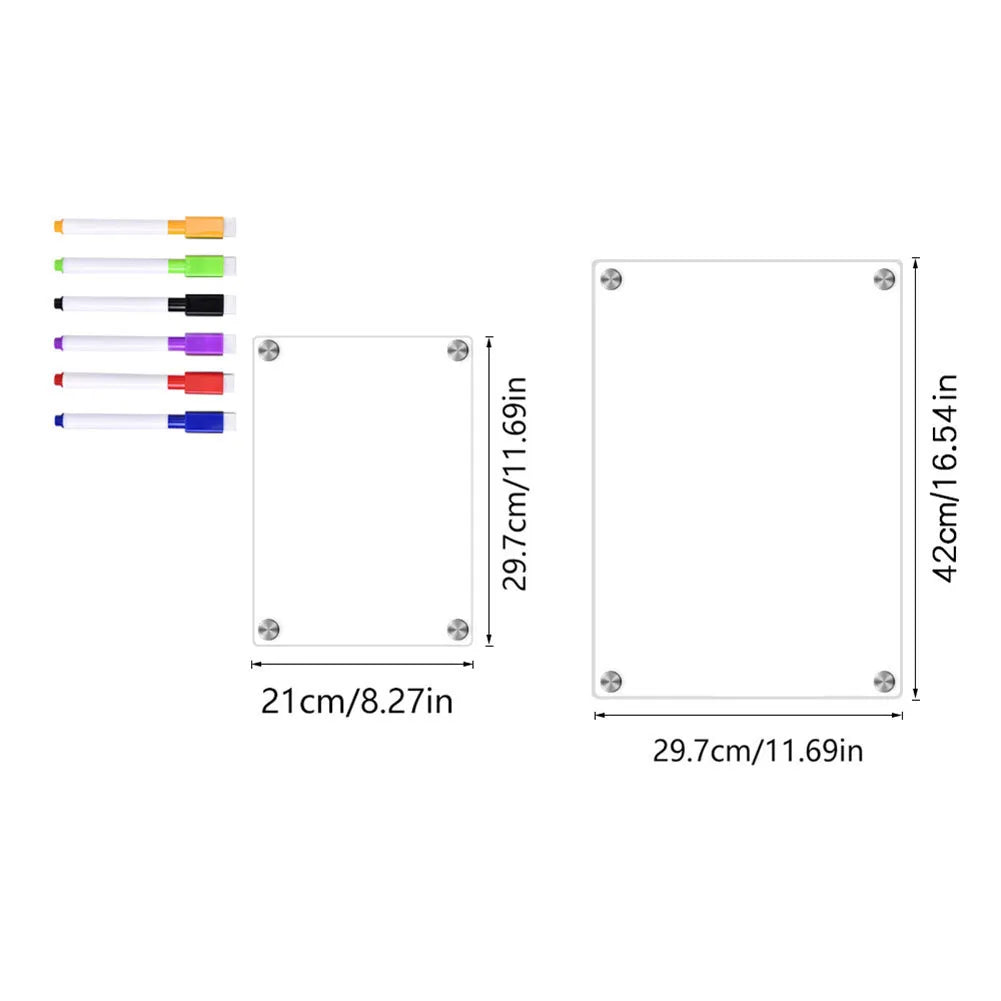 Vabena Clear Acrylic Magnetic Fridge Calendar | Weekly & Monthly Dry Erase Board