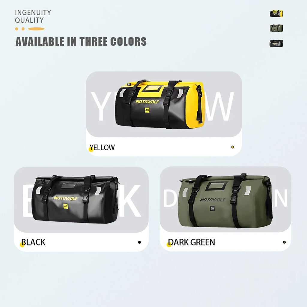 Wodoodporna torba motocyklowa na bagaż | suchy plecak rolowany | 20l, 40l, 66l