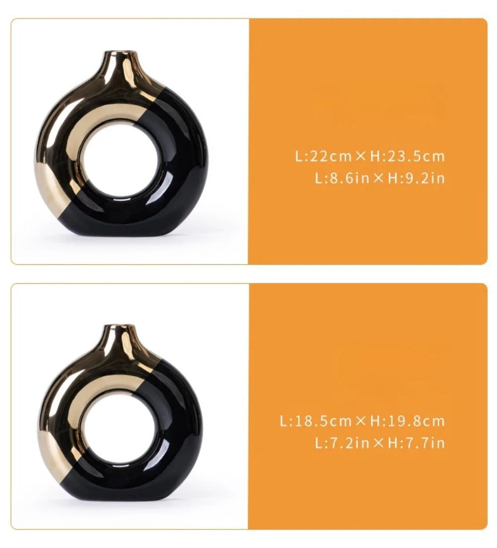Złoty ceramiczny wazon na kwiaty - elegancki wystrój domu i weselny
