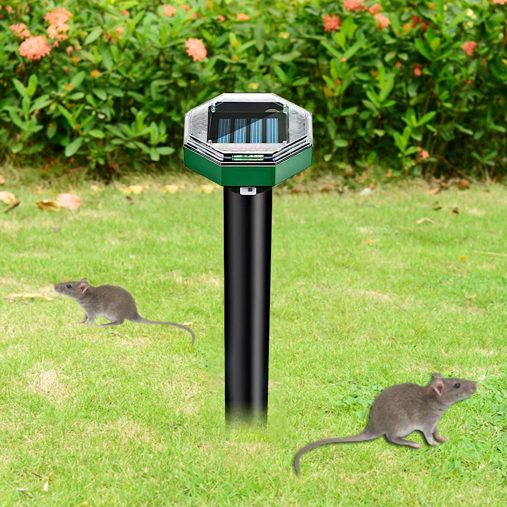 Solar Ultrasonic Pest Repeller - Outdoor Lawn Mouse, Snake & Insect Defense