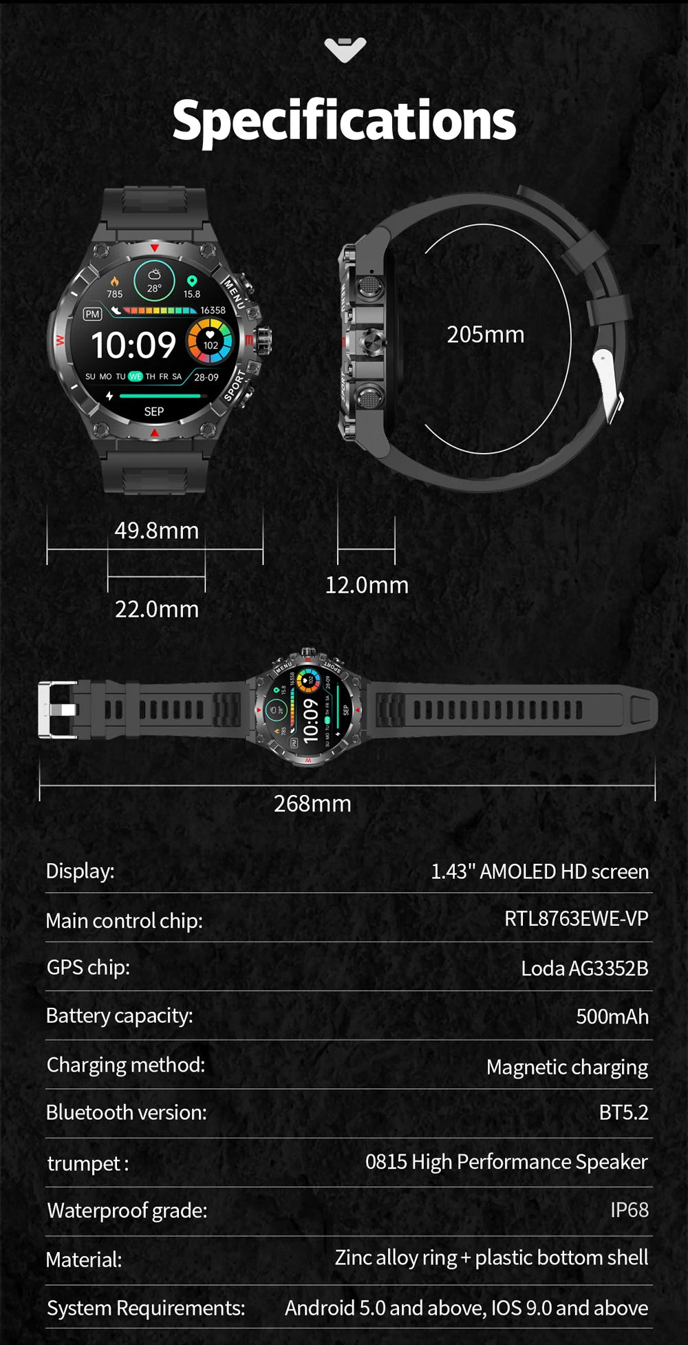 Colmi v76 smartwatch gps | ultra amoled i rozmowy bluetooth