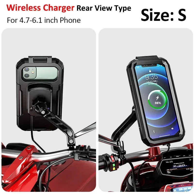 Uchwyt na telefon z ładowarką bezprzewodową do motocykla - szybkie ładowanie qc 3.0