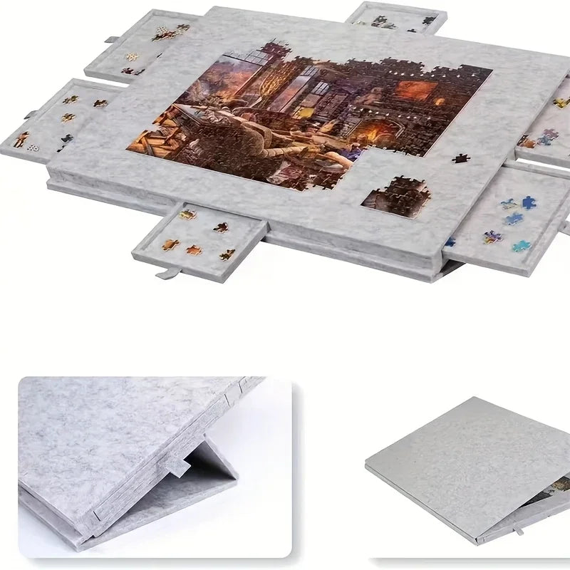 Biurko do układania puzzli 6 w 1 z funkcją pochylenia i 6 szufladami – mieści 1000 elementów