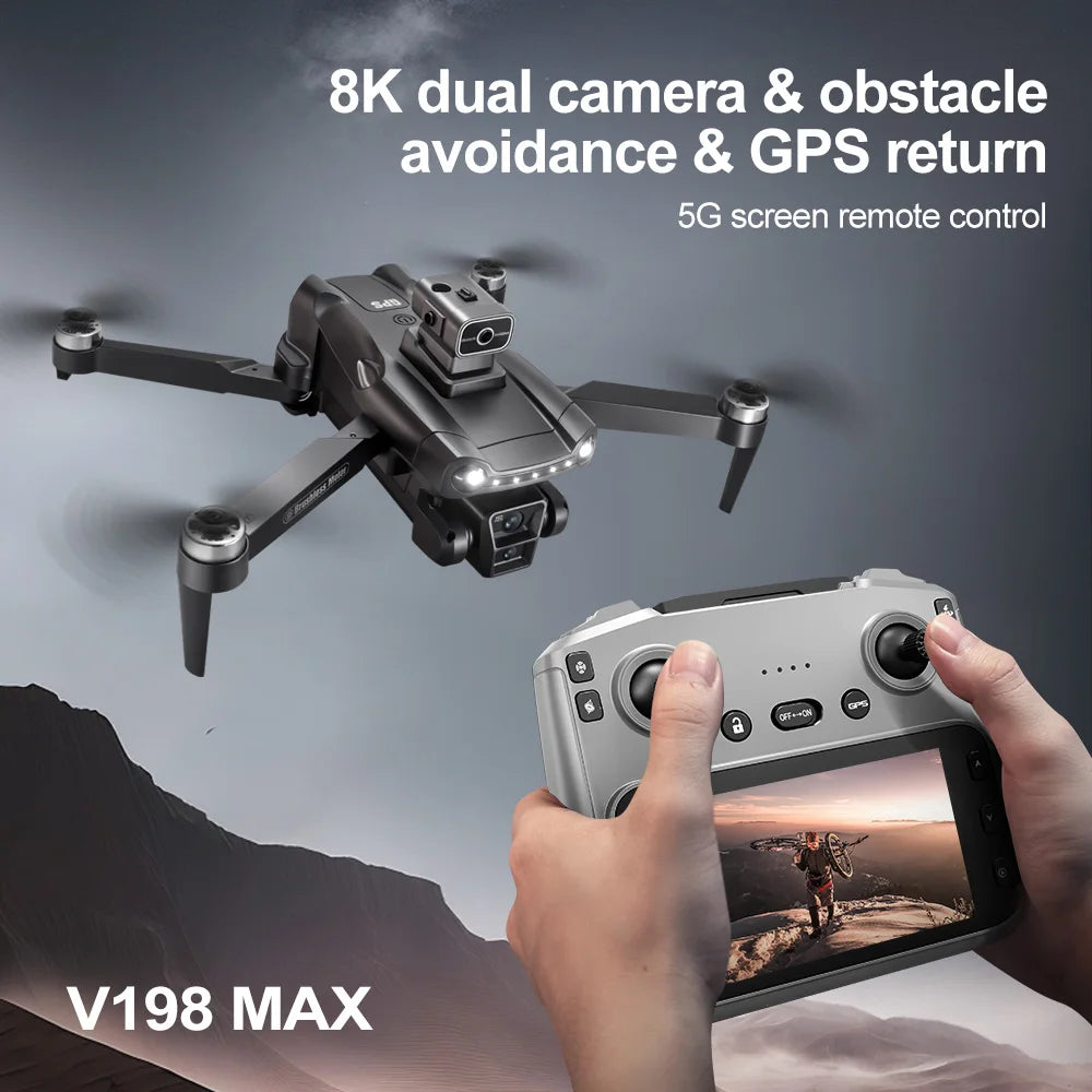 Lenovo V198Max GPS Drone | 4K/8K Dual Camera 5G FPV RC