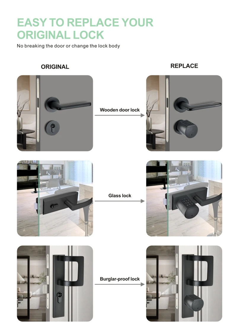 Tuya Smart Biometric Door Lock Cylinder - Keypad & App Access