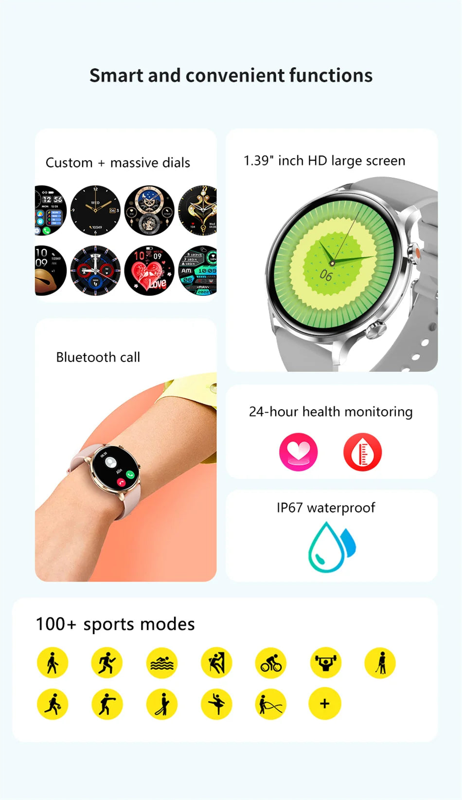Vabena 2026 smartwatch dla kobiet i mężczyzn | amoled, gps, ip68