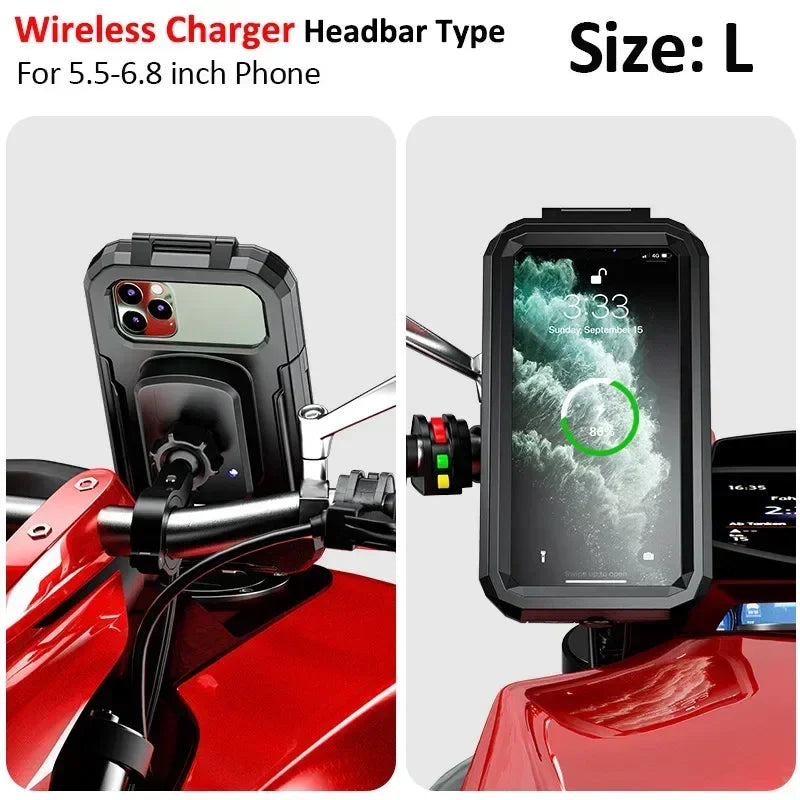 Uchwyt na telefon z ładowarką bezprzewodową do motocykla - szybkie ładowanie qc 3.0
