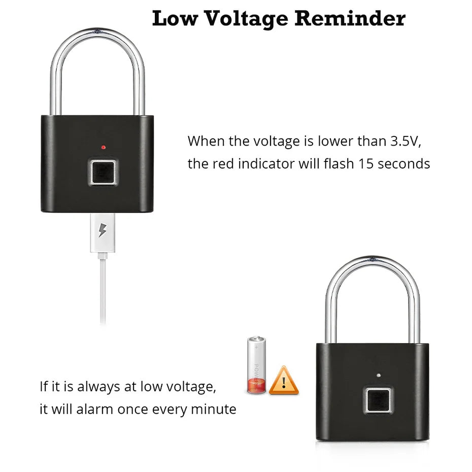 KERUI Fingerprint Smart Padlock | Keyless USB Anti-Theft Lock