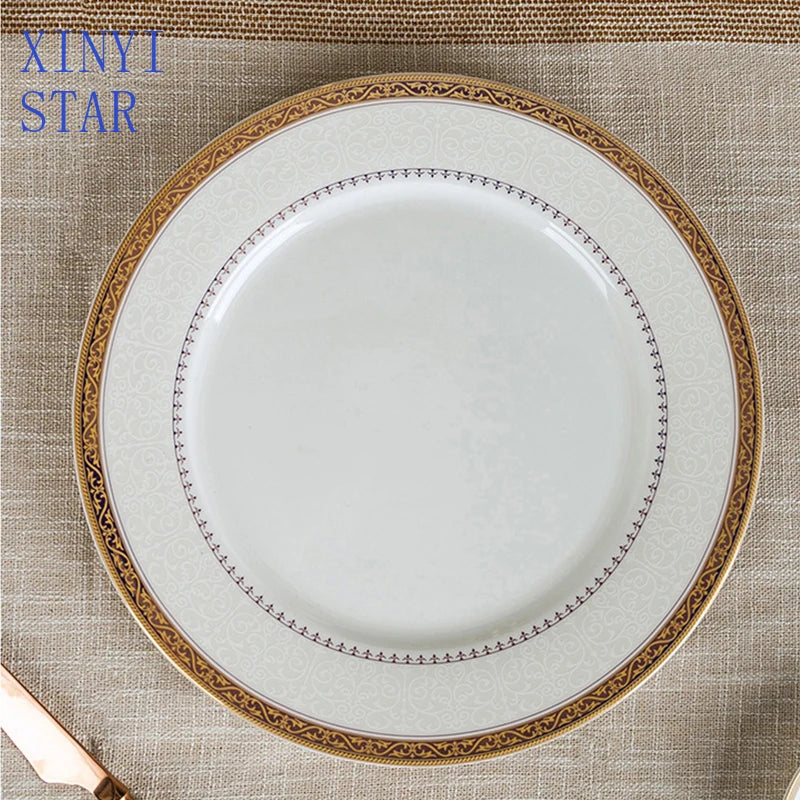 Luxury 58-Pc Gold Rim Bone China Dinnerware Set - Elegant Dining