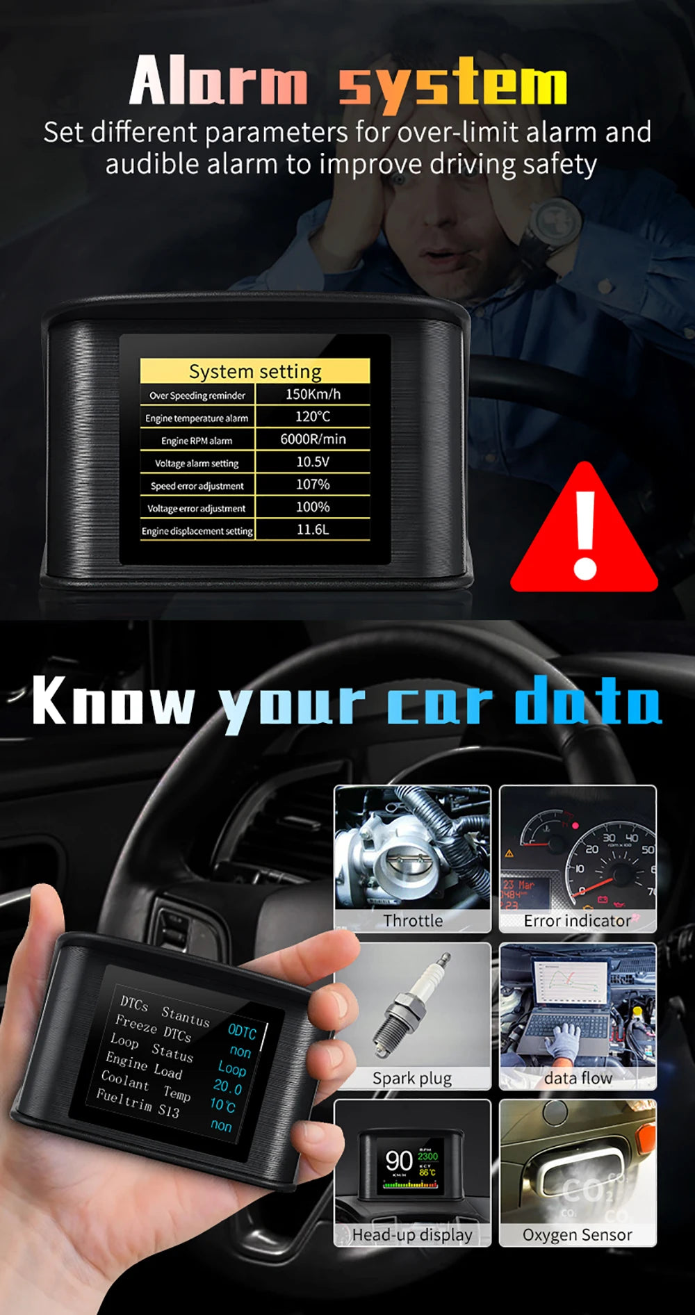 P10 pro wyświetlacz hud obd2 - inteligentny licznik cyfrowy prędkościomierz