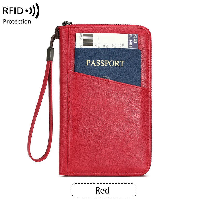 Wielofunkcyjny portfel podróżny z klipsem na paszport i karty – blokada rfid