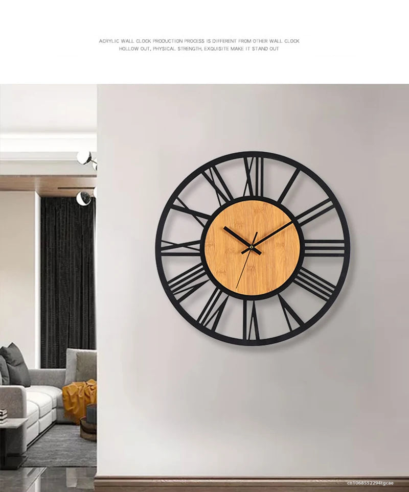 Large Nordic Retro 3D Wall Clock | Roman Numerals Decor