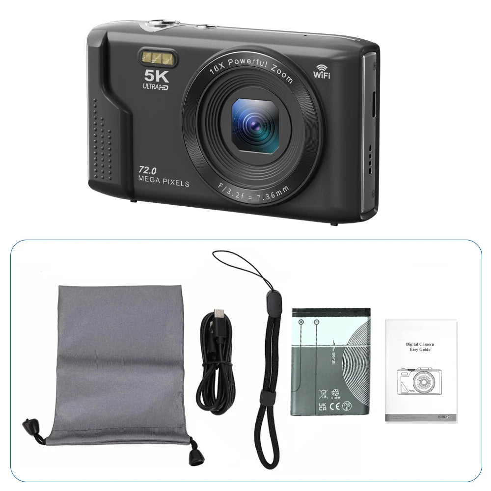 Aparat kompaktowy ourlife 5k 72mp do fotografii vintage i vlogowania