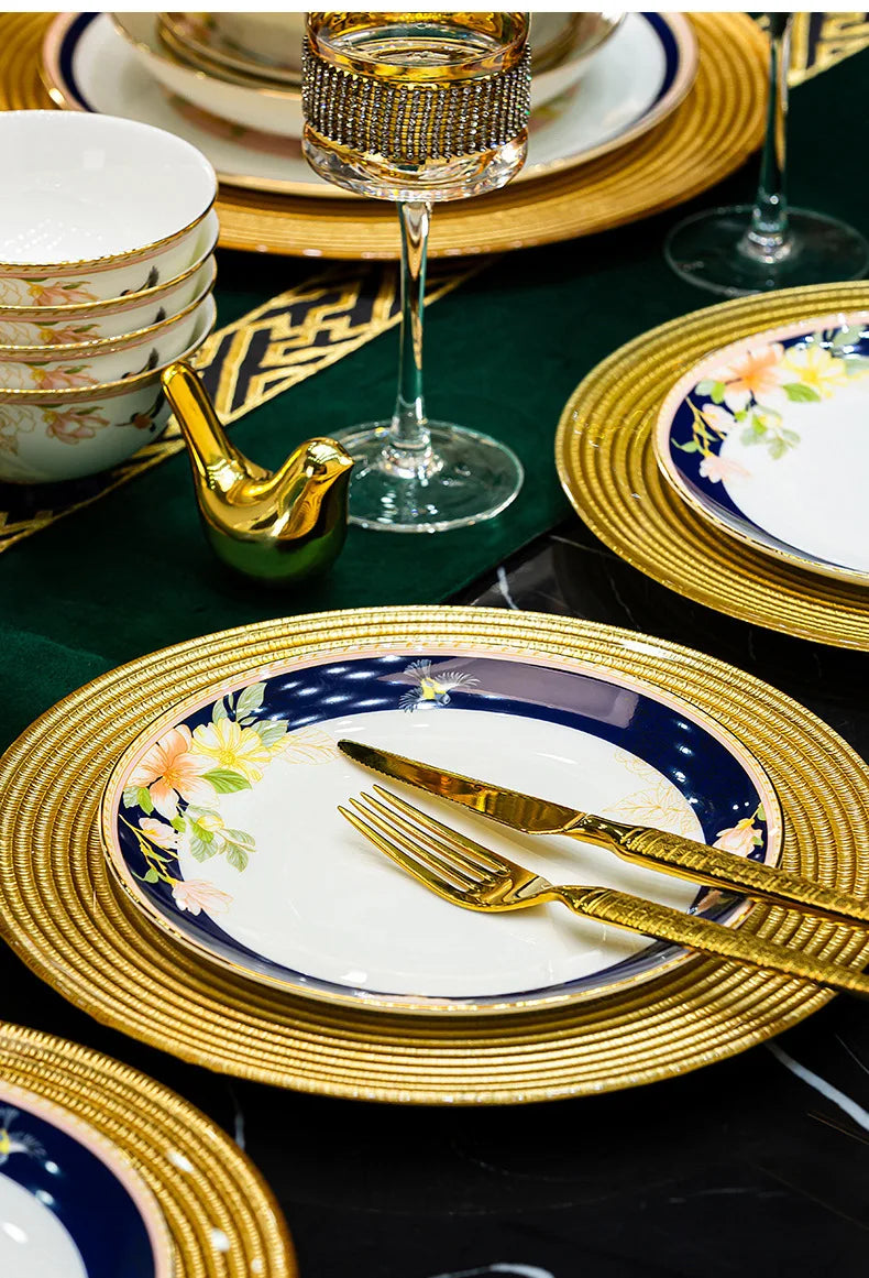 Luxury Gold Rim Bone China Dinnerware Set - 70 Pcs | Fine Dining