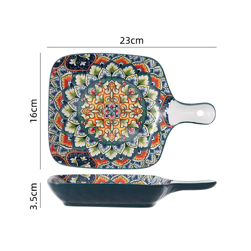 Bohemia Retro Ceramic Dinner Plate Set - Elegant Household Tableware