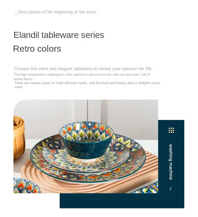 Bohemia Retro Ceramic Tableware Set for 4 | Elegant Dining