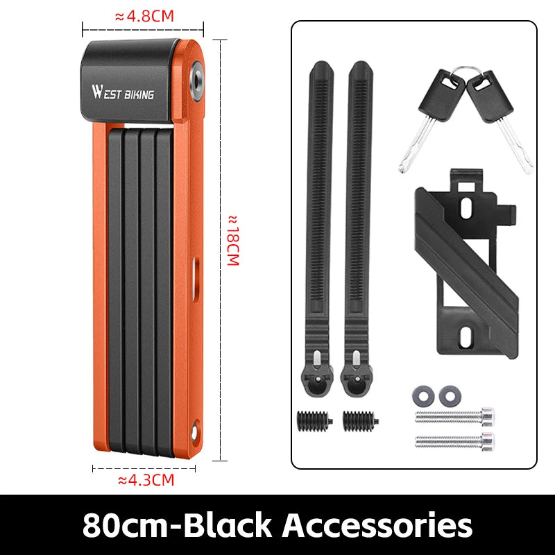WEST BIKING Foldable Bike & Motorcycle Lock - Key & Password Security