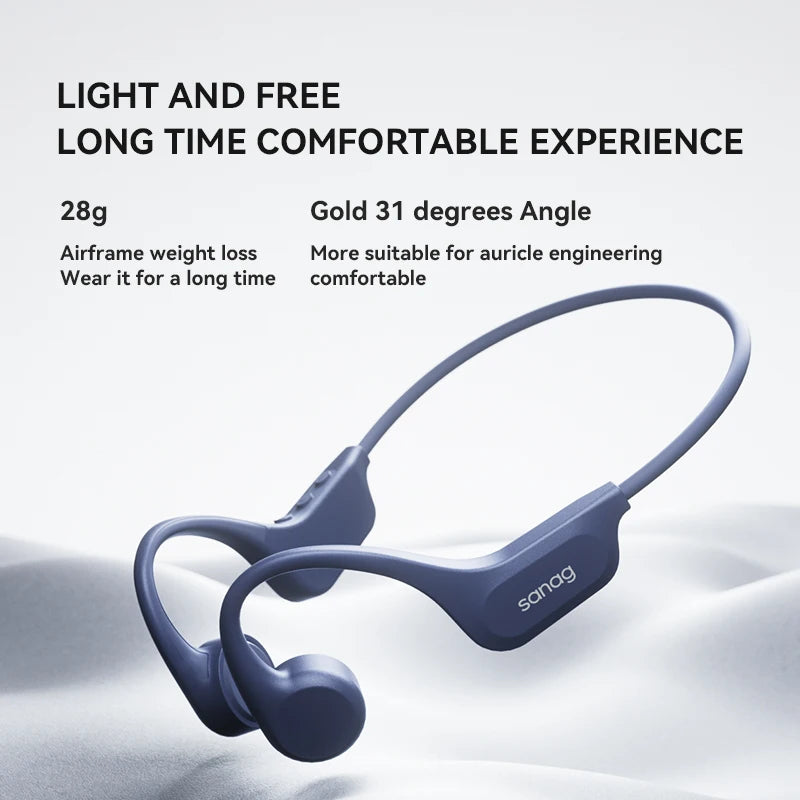 Słuchawki pływackie sanag b60s z przewodnictwem kostnym ipx8 bluetooth mp3