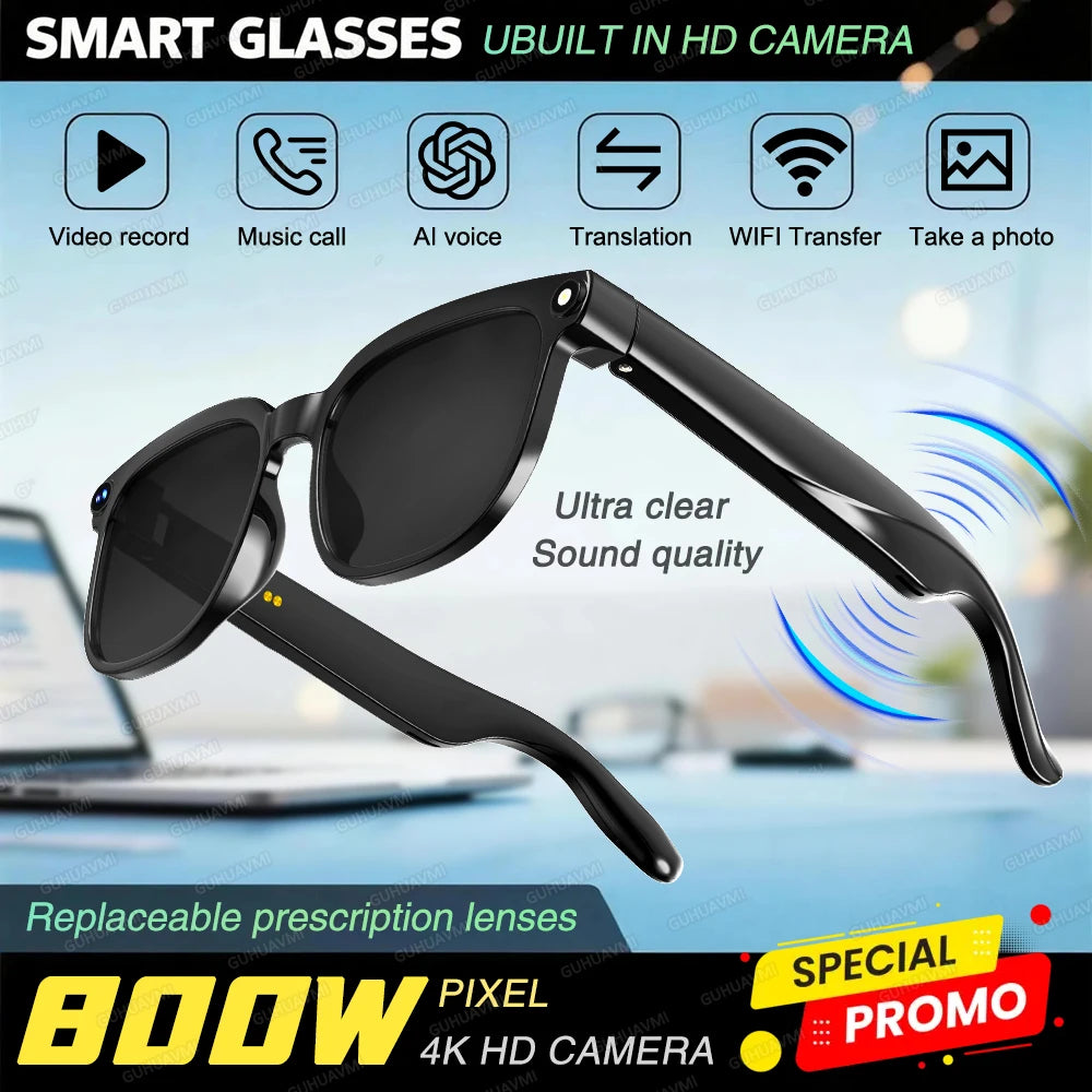 Okulary guhuavmi inteligentne: wideo 1080p hd, kamera i ai chatgpt