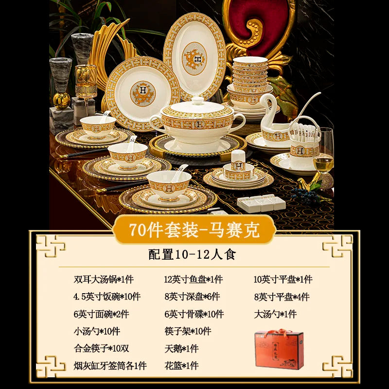Vabena Luxury Bone China Dinnerware Set - Elegant Dining